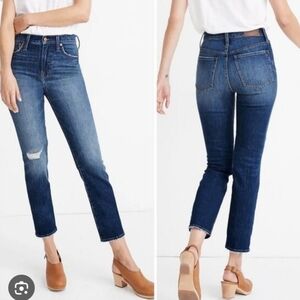 Madewell the perfect vintage crop high-rise jeans medium wash stretch women's 27
